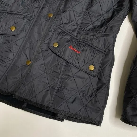 Barbour Cavalry Polarquilt Quilted Jacket Classic Snap & Zip Front Navy Size 8 - Picture 4 of 7